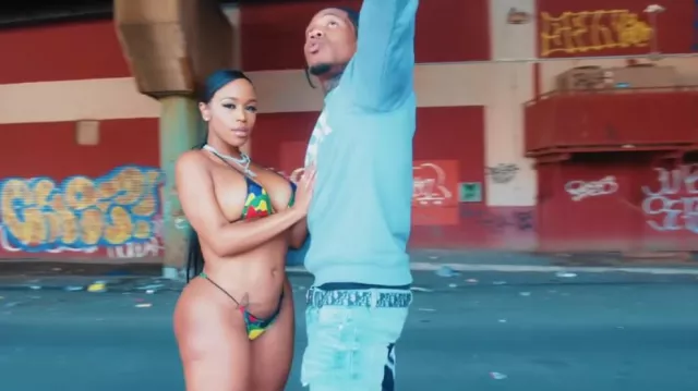 Dior x Daniel Arsham Grey Eroded Logo Sweatshirt worn by Trap Manny in A Boogie Wit da Hoodie, Don Q & Trap Manny - Vroom Vroom [Official Music Video]