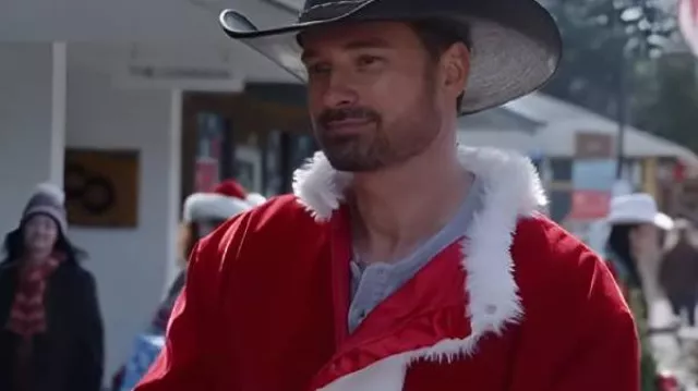 A Royal Montana Christmas Warren Christie Christmas Red Coat worn by Huntley (Warren Christie) in A Royal Montana Christmas