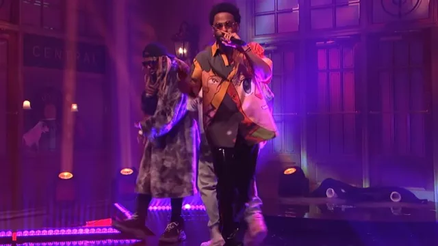 Chemise MSGM Allover Anime Print portée par Big Sean dans Jealous / You Stay (en direct sur SNL)