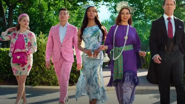 Twisted Tailor Zebra Blazer worn by Nicholas (Joel Kim Booster) as seen in Loot (S03E03)