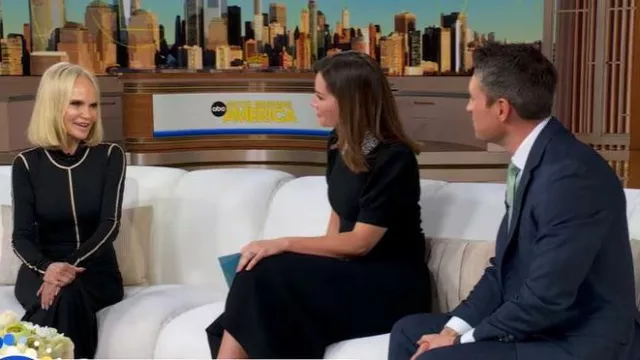 MM6 Maison Margiela Contrast Piped Cotton Jersey Maxi Dress worn by Kristin Chenoweth as seen in Good Morning America on October 17, 2025