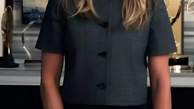 Grey tweed Jacket worn by Alex Levy (Jennifer Aniston) in The Morning Show