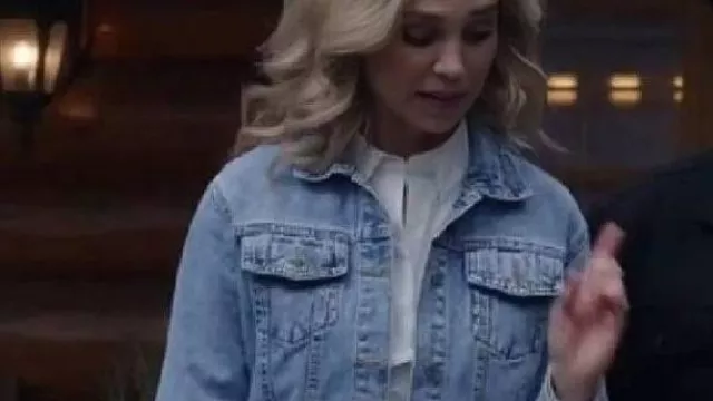 A Royal Montana Christmas Fringe Denim Jacket worn by Victoria (Fiona Gubelmann) as seen in A Royal Montana Christmas