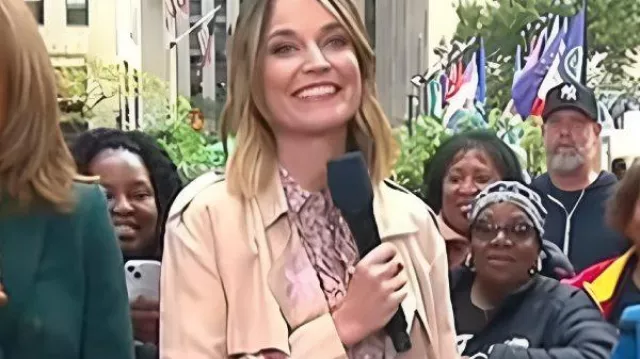 Today Show 2025 Savannah Guthrie Floral Trench Coat worn by Savannah Guthrie as seen in Today