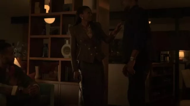 Balmain 8 Button Jacquard Monogram Jacket worn by Jax Stewart (Emayatzy Corinealdi) as seen in Reasonable Doubt (S03E07)