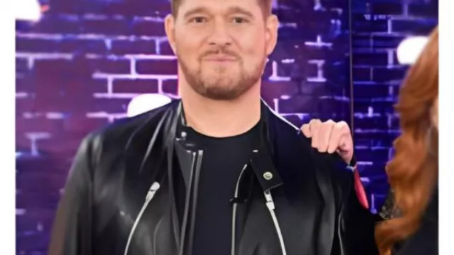 The Voice Saison 28 Michael Buble Blouson en cuir noir