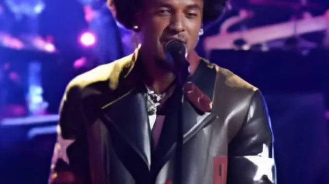Kenny Iko The Voice S28 Star Sleeves Leather Jacket