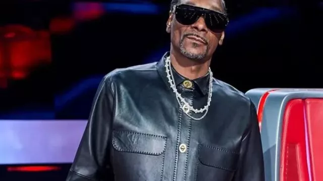 The Voice S28 Snoop Dogg Black Leather Jacket of Snoop Dogg in The Voice