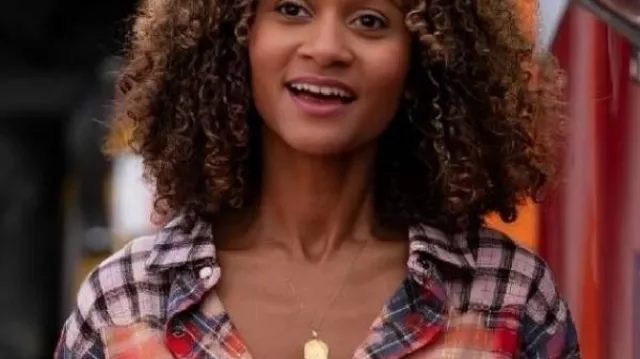 Sullivans Crossing S03 Sydney Shandon Mix Print Plaid Shirt worn by Sydney Shandon (Lindura) as seen in Sullivan's Crossing (S03E01)