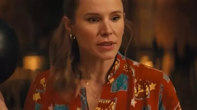 Nobody Wants This S02 Kristen Bell Red Kimono Style Shirt worn by Joanne (Kristen Bell) as seen in Nobody Wants This (S02E01)