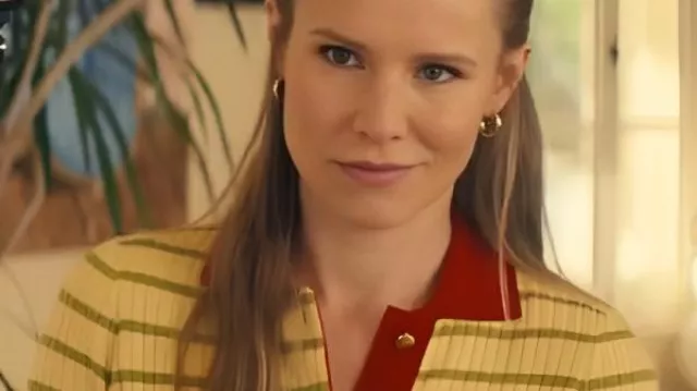 Kristen Bell Nobody Wants This S02 Yellow Striped Top worn by Joanne (Kristen Bell) as seen in Nobody Wants This (S02E01)