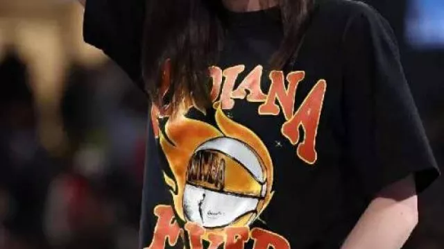 Black Graphic T-Shirt worn by Caitlin Clark in Indiana Fever WNBA Playoffs