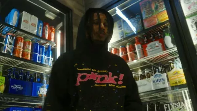 Rap Tees × Sp5der × Young Thug Black Nevermind The Punk Hoodie usado por DDG en DDG - Gimmie My Flowers Freestyle (Video oficial)