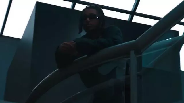 Gafas de sol Palm Angels Black Big Logo Angel usadas por DDG en DDG - Maybach Curtains (Video oficial)