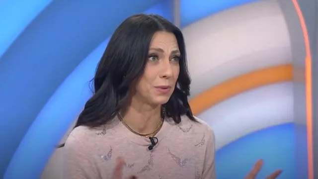 Zadig & Voltaire Ida Cashmere Tee in Sweet worn by Natalie Azar as seen in Today on October 27, 2025