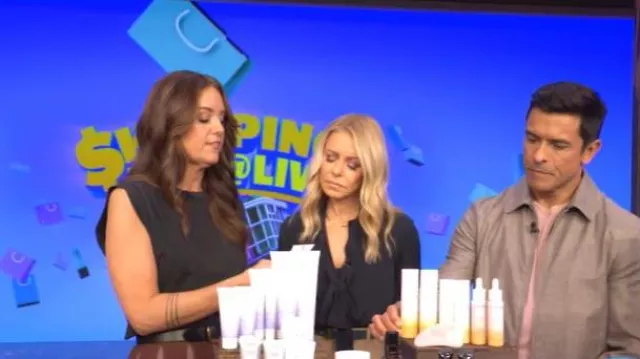 Anthropologie Sheer Pleated Maxi Skirt worn by Monica Mangini as seen in LIVE with Kelly and Mark on October 23, 2025