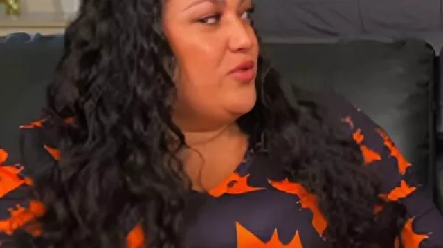 90 Day Fiance Pillow Talk Black & Orange Bat Print Pajamas