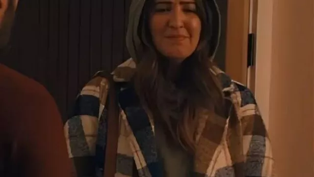 Nobody Wants This Plaid Wool Coat worn by Joanne (D'Arcy Carden) as seen in Nobody Wants This (S02)