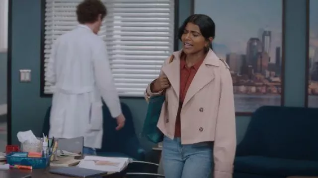 Rue Sophie Enola Crop Trench Coat worn by Kavita Mohanty (Anita Kalathara) as seen in Grey's Anatomy (S22E03)