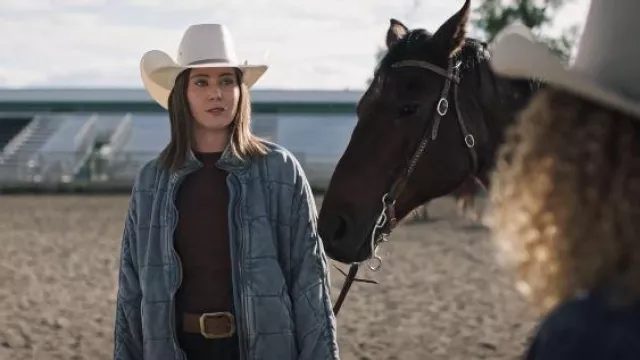 Free People Movement Pippa Packable Puffer Jacket worn by Katie Fleming Morris (Baye McPherson) as seen in Heartland (S19E03)