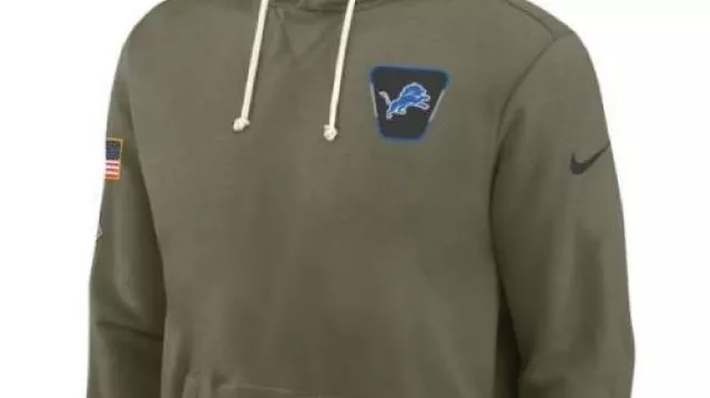 Detroit Lions Olive 2025 Salute to Service Sideline Standard Issue Dri-FIT Hoodie – Recreation