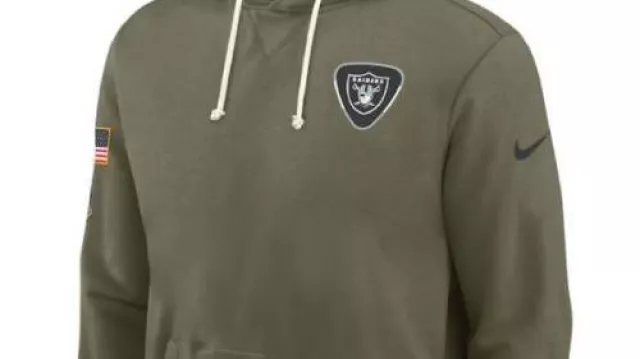 Olive 2025 Salute To Service Sideline Standard Issue Dri-FIT Hoodie of Las Vegas Raiders