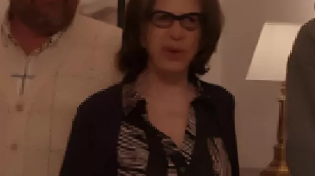 Only Murders In The Building S05 Jackie Hoffman Striped Blouse as seen in Only Murders in the Building (S05E10)