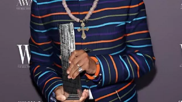 Innovator Awards Spike Lee Multicolor Striped Blazer worn by Spike Lee in Rosie Perez on Spike Lee CHANGING HER LIFE With Do the Right Thing Casting (Exclusive)