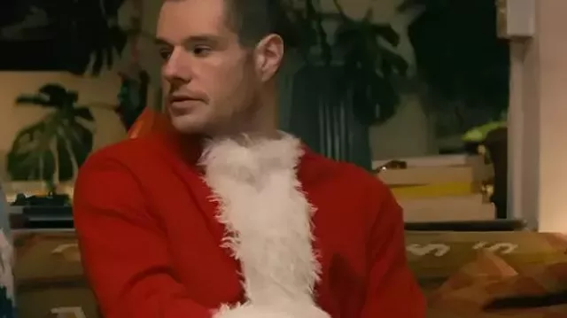 2025 Connor Swindells Red Santa Coat of in Jingle Bell Heist worn by Nick (Connor Swindells) Jingle Bell Heist