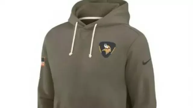 Minnesota Vikings Olive 2025 Salute To Service Sideline Standard Issue Dri-FIT Sweat à capuche - Loisirs