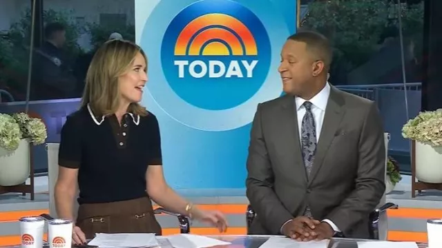 Tory Burch Viscose Pointelle Sweater worn by Savannah Guthrie as seen in Today on November 3, 2025