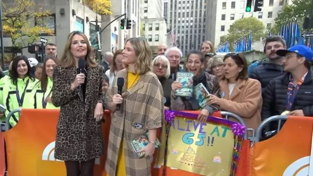 Veronica Beard Senna Leopard Print Dickey Coat worn by Savannah Guthrie as seen in Today on November 3, 2025