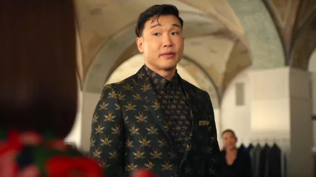 Paisley & Gray Grosvenor Peak Tux Jacket worn by Nicholas (Joel Kim Booster) as seen in Loot (S03E05)