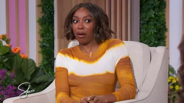 Jason Wu Painted Stripe Long Sleeve Jersey Top worn by Ego Nwodim as seen in Sherri on November 5, 2025