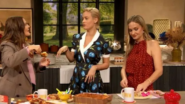 Rodarte Tulip Printed Silk Silk Twill Collared Dress With Belt worn by Brie Larson as seen in The Drew Barrymore Show on October 27, 2025