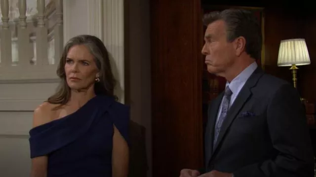 Badgley Mishka One-shoulder Draped Crepe Dress worn by Diane Jenkins(Susan Walters) as seen in The Young and the Restless on October 27, 2025