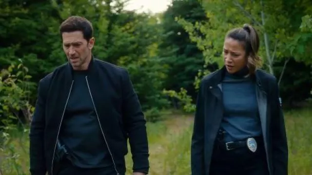 Allsaints Bardsley Bomber Jacket worn by Mark Hudson (Luke Roberts) as seen in Hudson & Rex (S08E05)