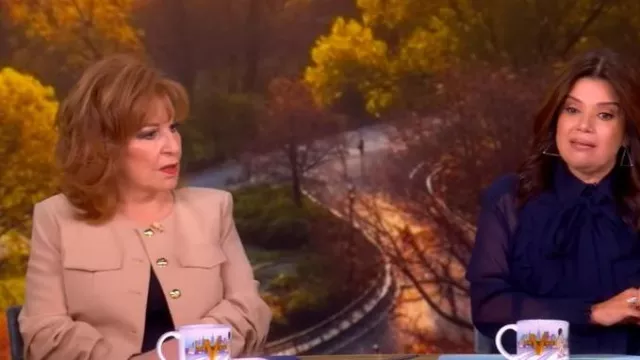 Derek Lam 10 Crosby Novessa Ruched Sleeve Jacket portée par Joy Behar comme on le voit dans The View le 5 novembre 2025