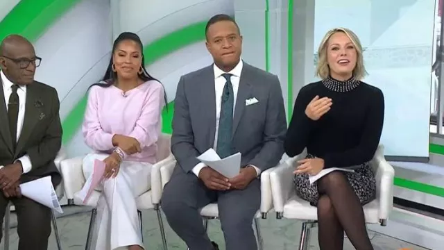 Sandro Suzette Pearl Collar Sweater worn by Dylan Dreyer as seen in Today on November 5, 2025