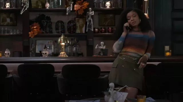 AFRM Kaylee Top in Ocean Ombre worn by Eva Thomas (Ambyr Michelle) as seen in Beyond the Gates (S01E158)