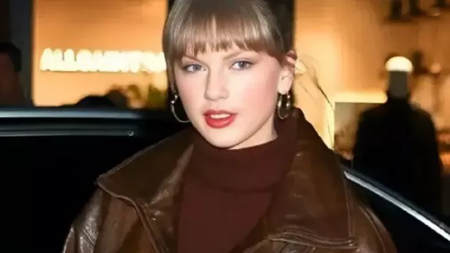 NYC Zip Up Leather Jacket worn by Taylor Swift