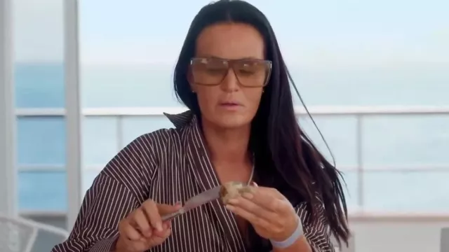 Saint Laurent Rectangle Frame Sunglasses worn by Lisa Barlow as seen in The Real Housewives of Salt Lake City (S06E08)