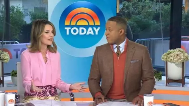 Chemise Adam Lippes avec nœud fin portée par Savannah Guthrie comme on le voit dans Today le 7 novembre 2025