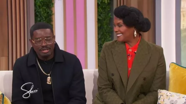 Gucci Double-breasted Jacquard Cotton-blend Canvas Blazer worn by Tabitha Brown as seen in Sherri on November 7, 2025