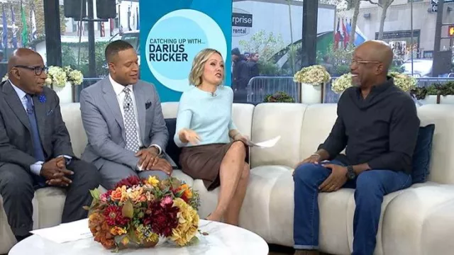 Talbots Faux Leather Skirt worn by Dylan Dreyer as seen in Today on November 10, 2025