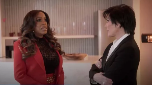 Givenchy Flocked Stretch-mesh Bodysuit worn by Niecy Nash as seen in The Kardashians (S07E02)