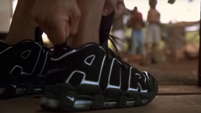 The shoes Air more uptempo OG black/white worn by George (Brenda Fraser) in George of the Jungle | Spotern