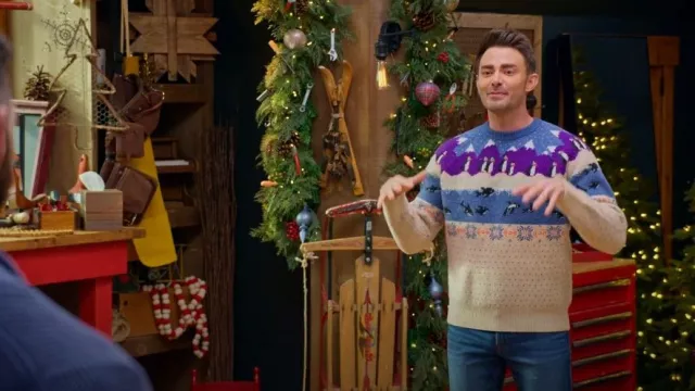 Suéter de mezcla de lana Bonobos Critter Fair Isle usado por Jonathan Bennett como se ve en Buscando a Mr. Navidad (S02E01)
