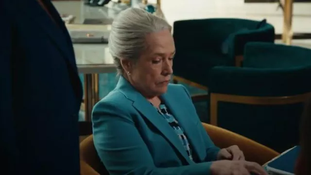 Theory Staple Blazer in Admiral Crepe worn by Madeline 'Matty' Matlock (Kathy Bates) as seen in Matlock (S02E05)