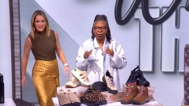 Johanna Ortiz Estuary Explorers Metallic Midi Skirt worn by Sara Haines as seen in The View on November 13, 2025